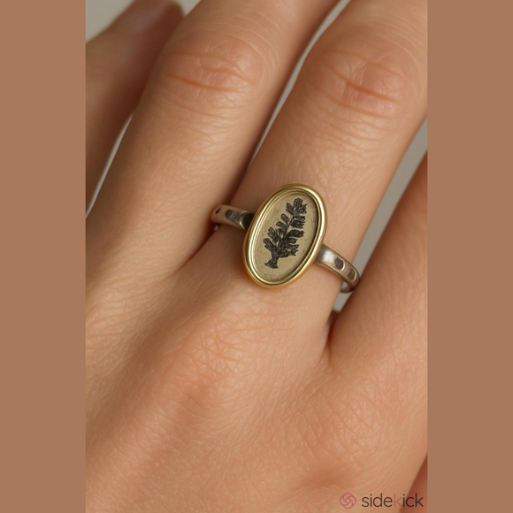 Sterling Silver Tree Ring with 14K Gold Accent – Size 6.25 - Picture 9 of 9